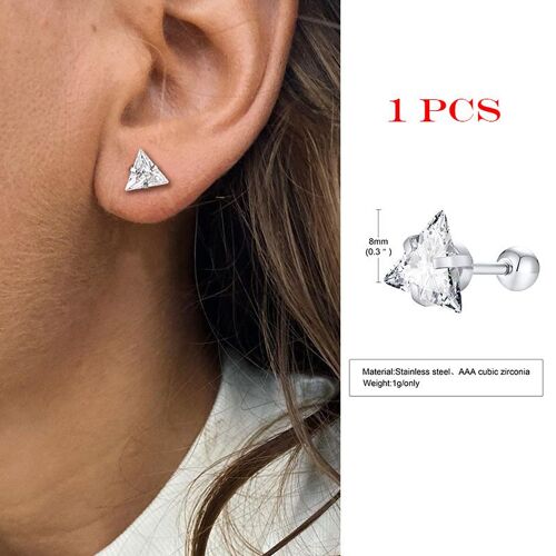 Boucles D'oreilles À Clous Pour Hommes, En Forme Triangle, En Cristal Et Zircon, Petits Clous Minimalistes, En Acier Inoxydable, Pour Femmes