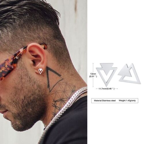 Boucles D'oreilles À Clous Pour Hommes, En Forme Triangle, En Cristal Et Zircon, Petits Clous Minimalistes, En Acier Inoxydable, Pour Femmes
