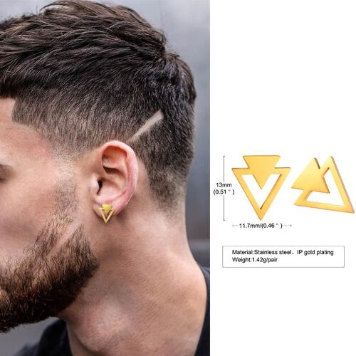 Boucles D'oreilles À Clous Pour Hommes, En Forme Triangle, En Cristal Et Zircon, Petits Clous Minimalistes, En Acier Inoxydable, Pour Femmes