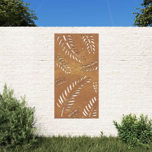 Vidaxl Décoration Murale Jardin 105x55 Cm Acier Corten Design Feuille