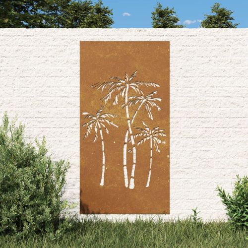 Vidaxl Décoration Murale Jardin 105x55 Cm Acier Corten Design Palmier