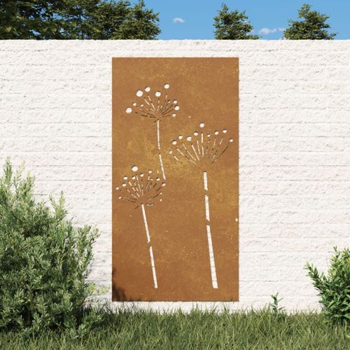 Vidaxl Décoration Murale Jardin 105x55 Cm Acier Corten Design De Fleur