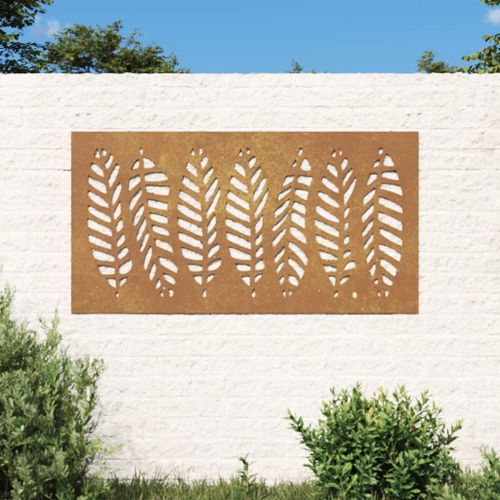 Vidaxl Décoration Murale Jardin 105x55 Cm Acier Corten Design Feuille