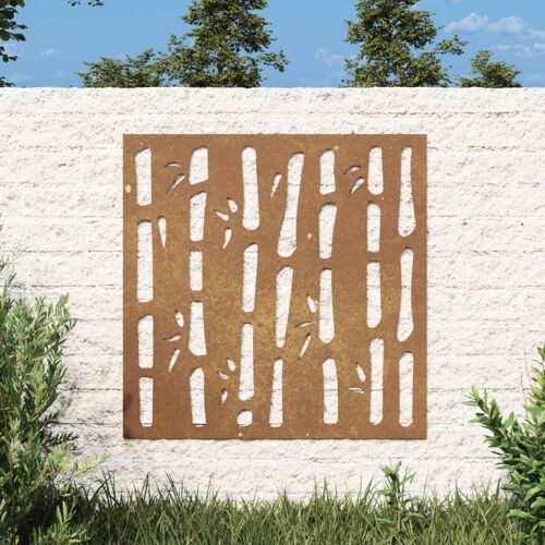 Vidaxl Décoration Murale Jardin 55x55 Cm Acier Corten Design Bambou