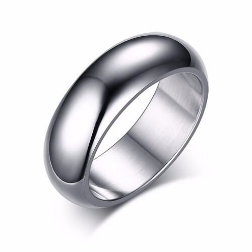 Anneau De Base En Acier Inoxydable 7mm, Dôme Poli, Confortable, Pour Mariage, Couleurs Assorties, Style Unisexe