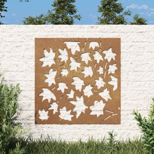 Vidaxl Décoration Murale Jardin 55x55 Cm Acier Corten Design Feuille