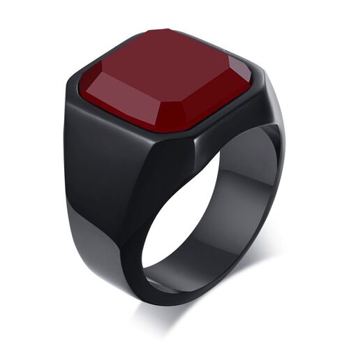 Chevalière Carrée Pour Hommes, Bague Noire En Cornaline, Bijoux De Richesse Et De Richesse, Bracelet En Acier Inoxydable