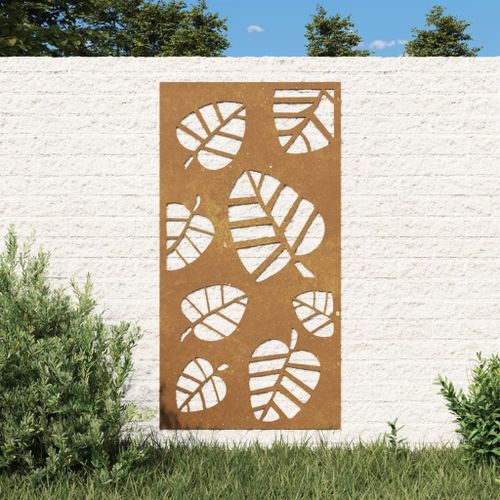 Vidaxl Décoration Murale Jardin 105x55 Cm Acier Corten Design Feuille