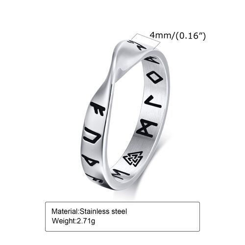 Mobius ¿ Bague Solide Pour Hommes, Bague De Viking, Futhark Rune, Anneau De Couples Torsadé En Acier Inoxydable
