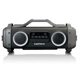 Enceinte Bluetooth étanche avec radio FM, lecteur USB/micro SD et effets lumineux SPR-200BK Noir-Gris