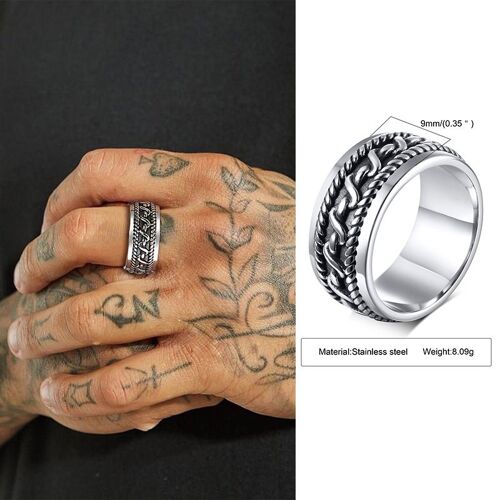 Bague Boho En Plumes, Bague Enroulée En Acier Inoxydable Pour Hommes, Bague De Pouce, Bague En Feuille, Bijoux Boho