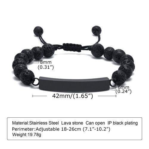 Bracelet De Crémation Pour Hommes, Bracelet En Perles De Lave, Urne De Bar En Acier Inoxydable Pour Les Cendres De Chiens, Bijoux Commémoratifs