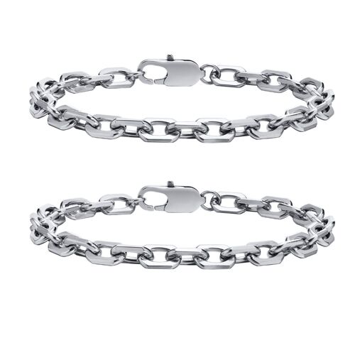 Bracelets De Chaîne Belcher De Base Pour Hommes, Bracelet À Maillons Géométriques Carrés En Acier Inoxydable Étanche, 6.5mm, Cadeau