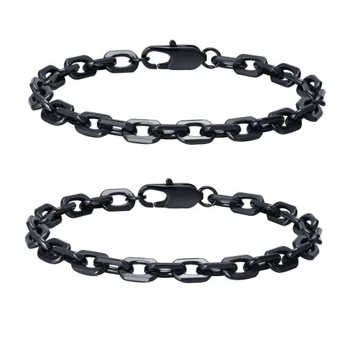 Bracelets De Chaîne Belcher De Base Pour Hommes, Bracelet À Maillons Géométriques Carrés En Acier Inoxydable Étanche, 6.5mm, Cadeau