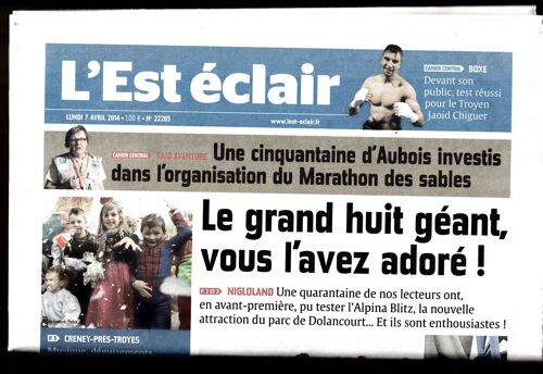 L'est Éclair  22265 Du 07/04/2014 -   Nigloland, On Adore Le Grand 8 Géant!  