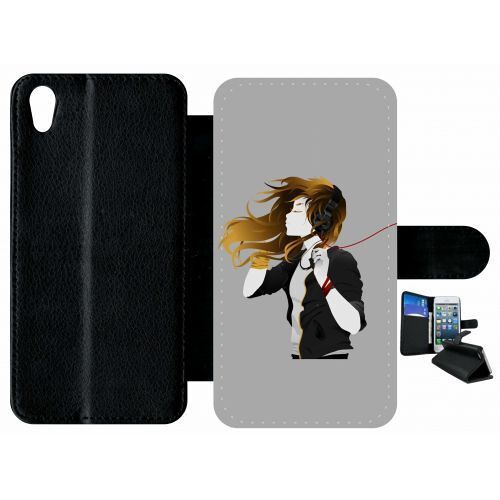 Etui A Rabat - Design Musique Au Vent - Compatible Avec Sony Xperia X - Plastique - Bord Noir
