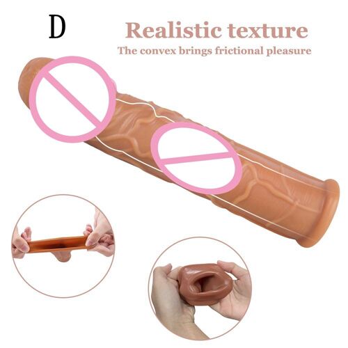 Extenseur De Pénis Réutilisable Pour Hommes, Anneaux Péniens, Retard D'éjaculation, Cônes De Pénis, Manchon De Bite, Couverture De Gland En Silicone, Agrandissement, Jouets Sexuels