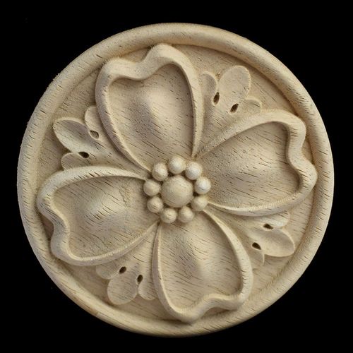 sculpture en bois naturel pour meubles, moulures en bois non peintes, décalcomanie, Figurines décoratives artisanales, 10CM