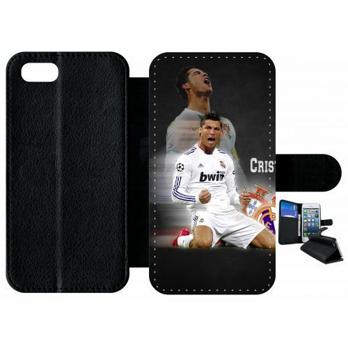 Etui A Rabat - Christiano Ronaldo - Compatible Avec Apple Iphone Se 2020 - Simili-Cuir - Bord Noir