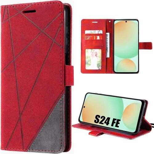Coque pour Samsung Galaxy S24 FE (pas pour S24) Anti-Rayures Antichoc Protection Synthécuir Rouge - E.F.Connection