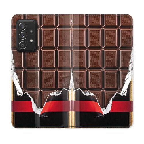 Housse Cuir Portefeuille Pour Samsung Galaxy A33 5g Texture Trompe Oeil Chocolat