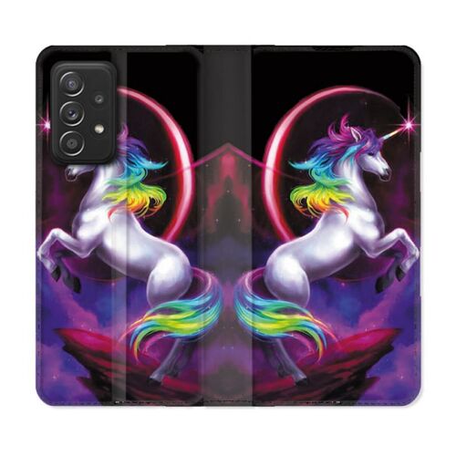 Housse Cuir Portefeuille Pour Samsung Galaxy A33 5g Fantastique Licorne Arc En Ciel