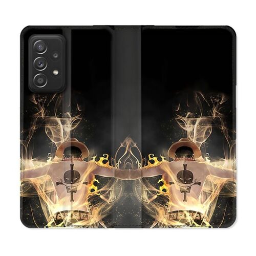 Housse Cuir Portefeuille Pour Samsung Galaxy A33 5g Manga One Piece Ace Noir