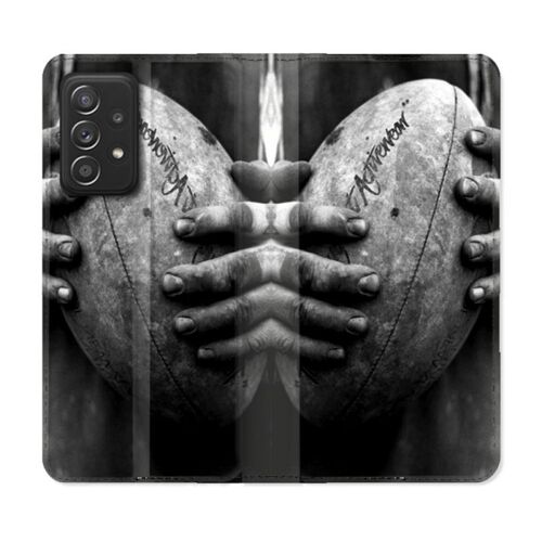 Housse Cuir Portefeuille Pour Samsung Galaxy A53 5g Sport Rugby Ballon Vintage