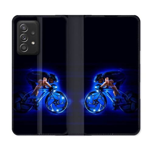 Housse Cuir Portefeuille Pour Samsung Galaxy A53 5g Sport Cyclisme Bleu