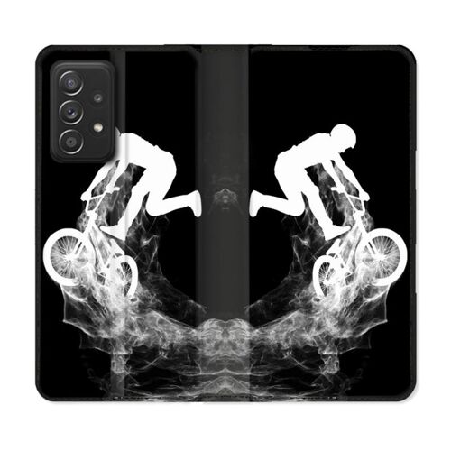 Housse Cuir Portefeuille Pour Samsung Galaxy A52 / A52s Sport Vtt Noir