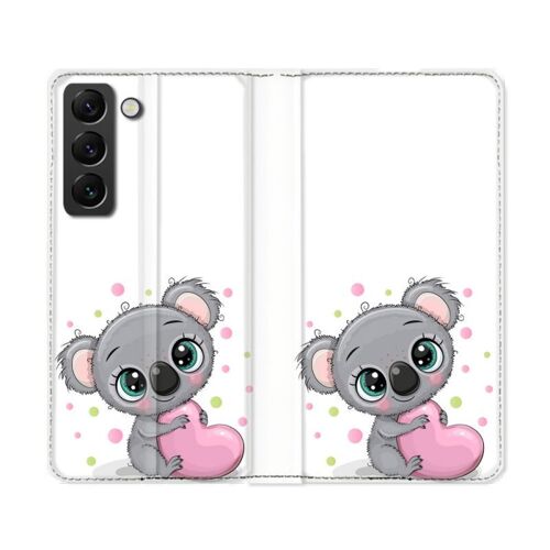 Housse Cuir Portefeuille Pour Samsung Galaxy S22 Ultra Animal Koala Coeur