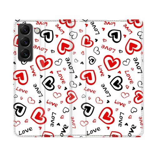 Housse Cuir Portefeuille Pour Samsung Galaxy S22 Ultra Amour Love