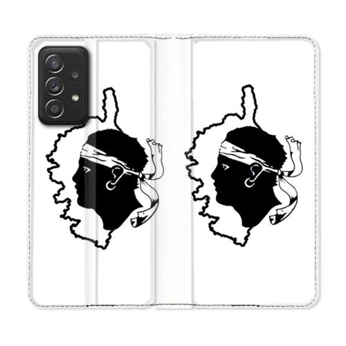 Housse Cuir Portefeuille Pour Samsung Galaxy A52 / A52s Voyage Corse Blanc