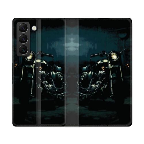 Housse Cuir Portefeuille Pour Samsung Galaxy S22 Ultra Moto Harley Vintage