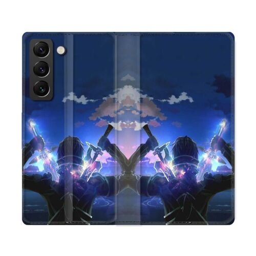 Housse Cuir Portefeuille Pour Samsung Galaxy S22 Ultra Manga Sao Sword Art Online Epee