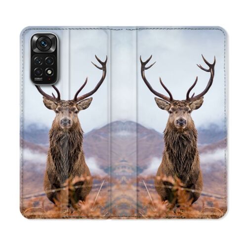 Housse Cuir Portefeuille Pour Xiaomi Redmi Note 11 / 11s Chasse Chevreuil Montagne