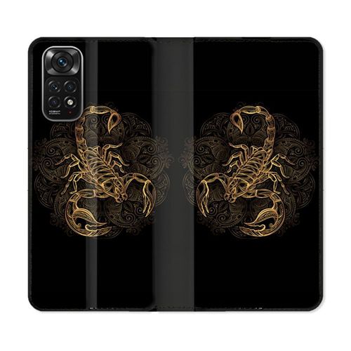 Housse Cuir Portefeuille Pour Xiaomi Redmi Note 11 / 11s Animal Scorpion Fresque