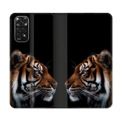 Housse Cuir Portefeuille Pour Xiaomi Redmi Note 11 / 11s Animal Tigre Noir