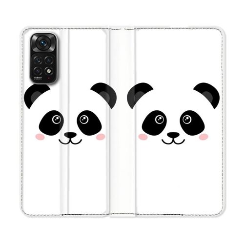 Housse Cuir Portefeuille Pour Xiaomi Redmi Note 11 / 11s Animal Panda Blanc