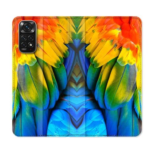 Housse Cuir Portefeuille Pour Xiaomi Redmi Note 11 / 11s Animal Perroquet Plume