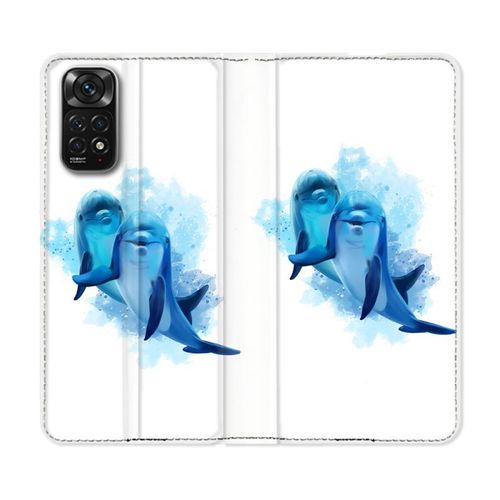 Housse Cuir Portefeuille Pour Xiaomi Redmi Note 11 / 11s Animal Dauphin Duo
