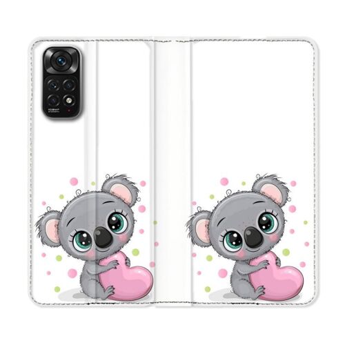 Housse Cuir Portefeuille Pour Xiaomi Redmi Note 11 / 11s Animal Koala Coeur