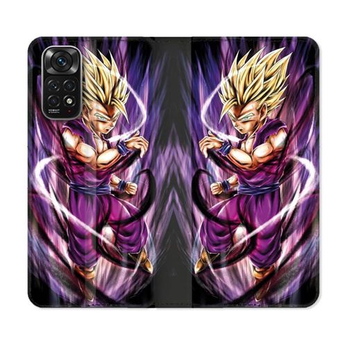 Housse Cuir Portefeuille Pour Xiaomi Redmi Note 11 / 11s Manga Dragon Ball Sangohan Violet