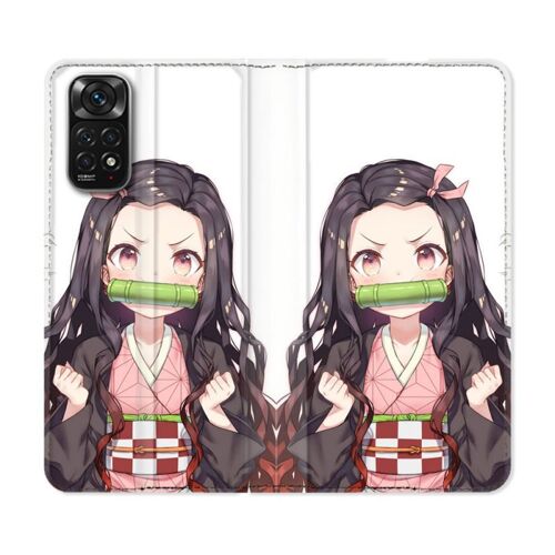 Housse Cuir Portefeuille Pour Xiaomi Redmi Note 11 / 11s Manga Demon Slayer Nezuko