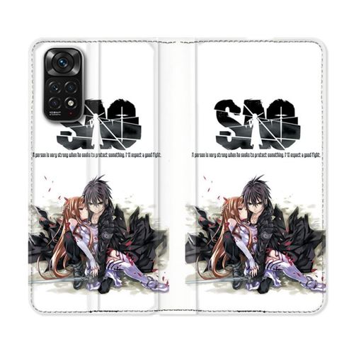 Housse Cuir Portefeuille Pour Xiaomi Redmi Note 11 / 11s Manga Sao Sword Art Online Blanc
