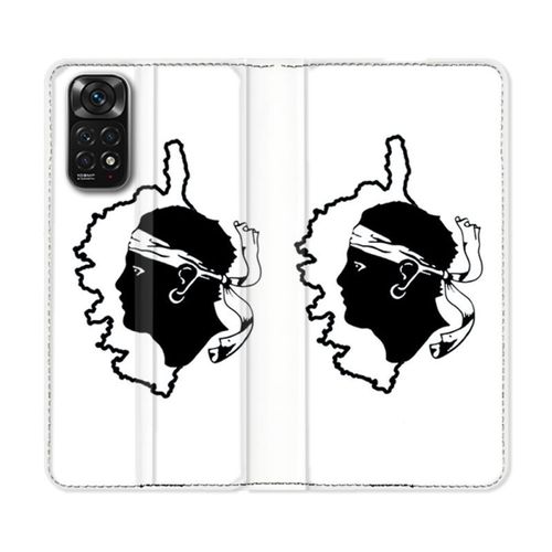 Housse Cuir Portefeuille Pour Xiaomi Redmi Note 11 / 11s Voyage Corse Blanc