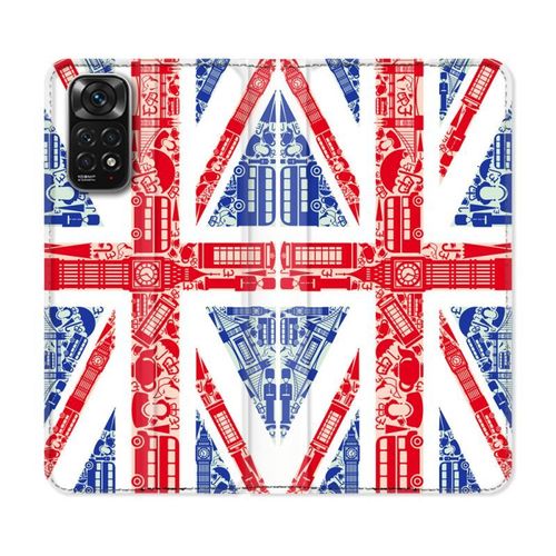 Housse Cuir Portefeuille Pour Xiaomi Redmi Note 11 / 11s Voyage Angleterre Blanc