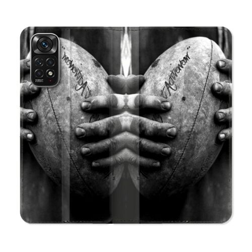 Housse Cuir Portefeuille Pour Xiaomi Redmi Note 11 / 11s Sport Rugby Ballon Vintage