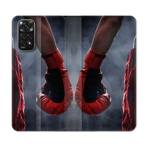 Housse Cuir Portefeuille Pour Xiaomi Redmi Note 11 / 11s Sport Boxe Gant Rouge