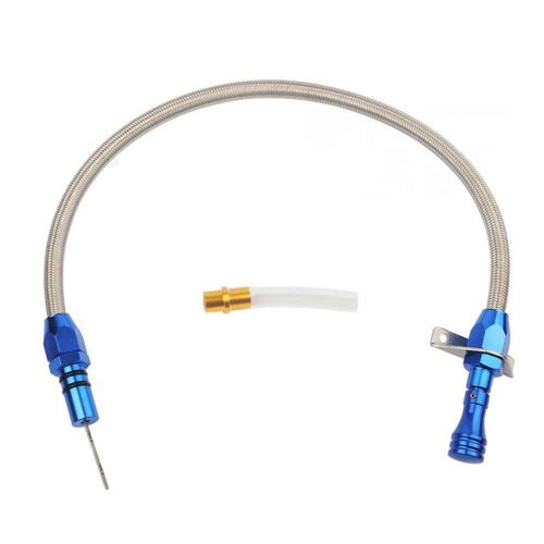 Blue Jauge De Transmission Flexible En Acier Inoxydable, Chevy Gm 4l60e Th400 Th350 Turbo Sbc Bbc Support Pare-Feu + Tube De Remplissage Nipseyteko